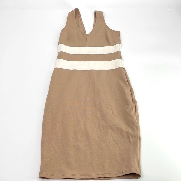 UEC z Guess tan and cream striped tank style mini dress XS stretchy - Picture 1 of 6